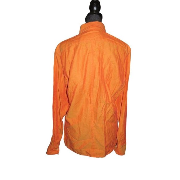 Paul Smith Vibrant Orange Italian Cotton Chevron Long Sleeve Button Up Shirt L - Picture 3 of 9
